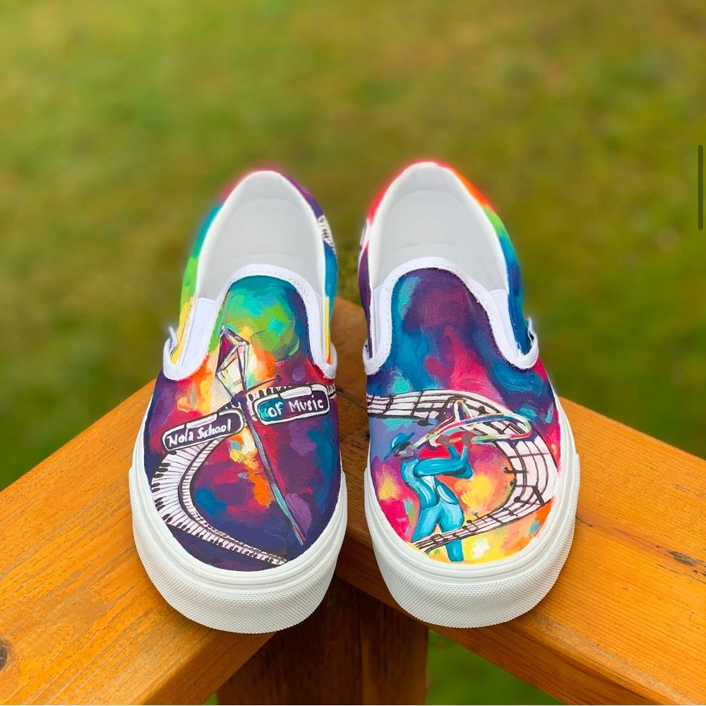 Mardi Gras Hand Painted Vans Shoes